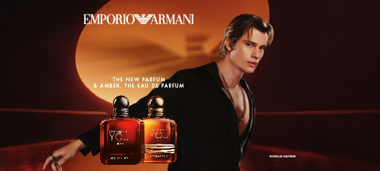 EMPORIO ARMANI Stronger With You The new Parfum &amp; Amber, the Eau de Parfum mit Nicholas Galitzine
